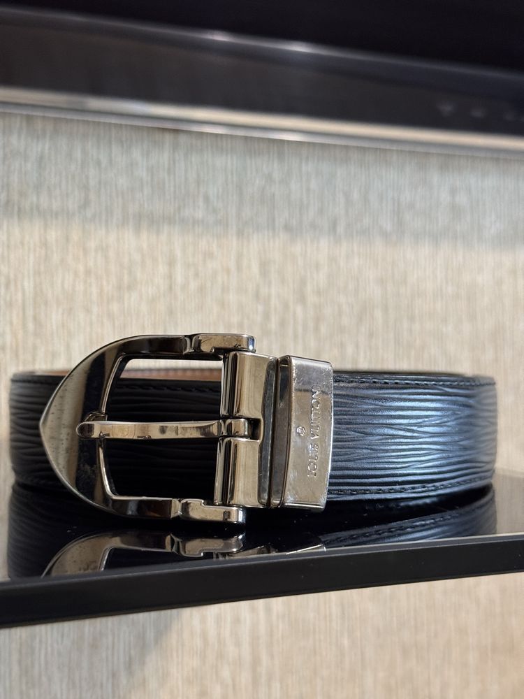Шкіряний чоловічий ремінь louis vuitton  m6833 black, оригінал