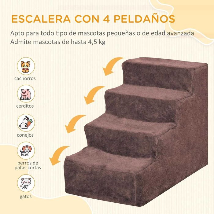 ENVIO GRÁTIS - Escada para cães com 4 degraus 60x35x44cm, 3 cores