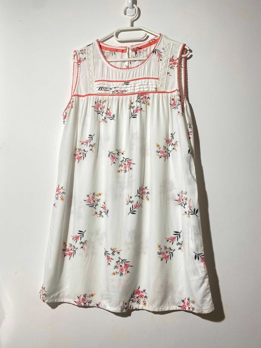 bluzka koszula tunika luźna krótka sukienka biała 100% wiskoza M L róż