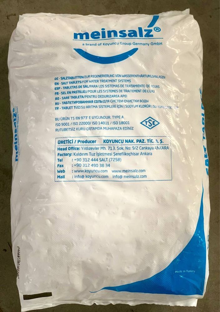 Соль таблетированная (натрия хлорид) 25 кг