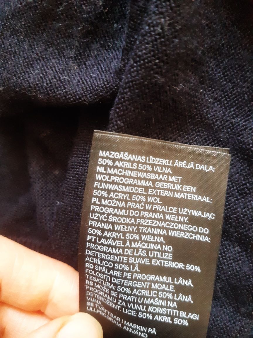 Grabatowy sweter H&M męski wełna merino rozmiar S Lekki klasyczny