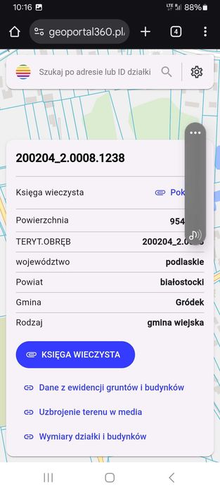 Działka rolna z możliwością przekształcenia na budowlaną 9536mkw