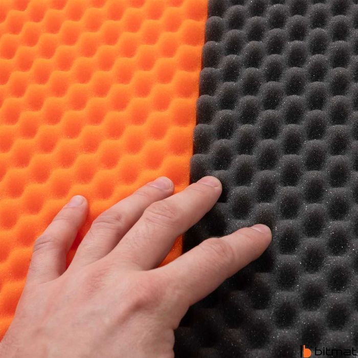 Panel akustyczny pomarańczowy szary decor ściany wygłuszenie Bitmat
