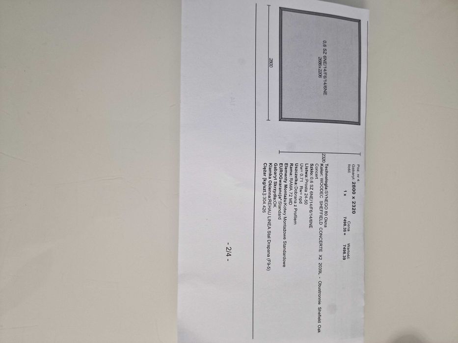 okno dwuskrzydłowe - balkon, fix,  woodec sheffield concerte x2