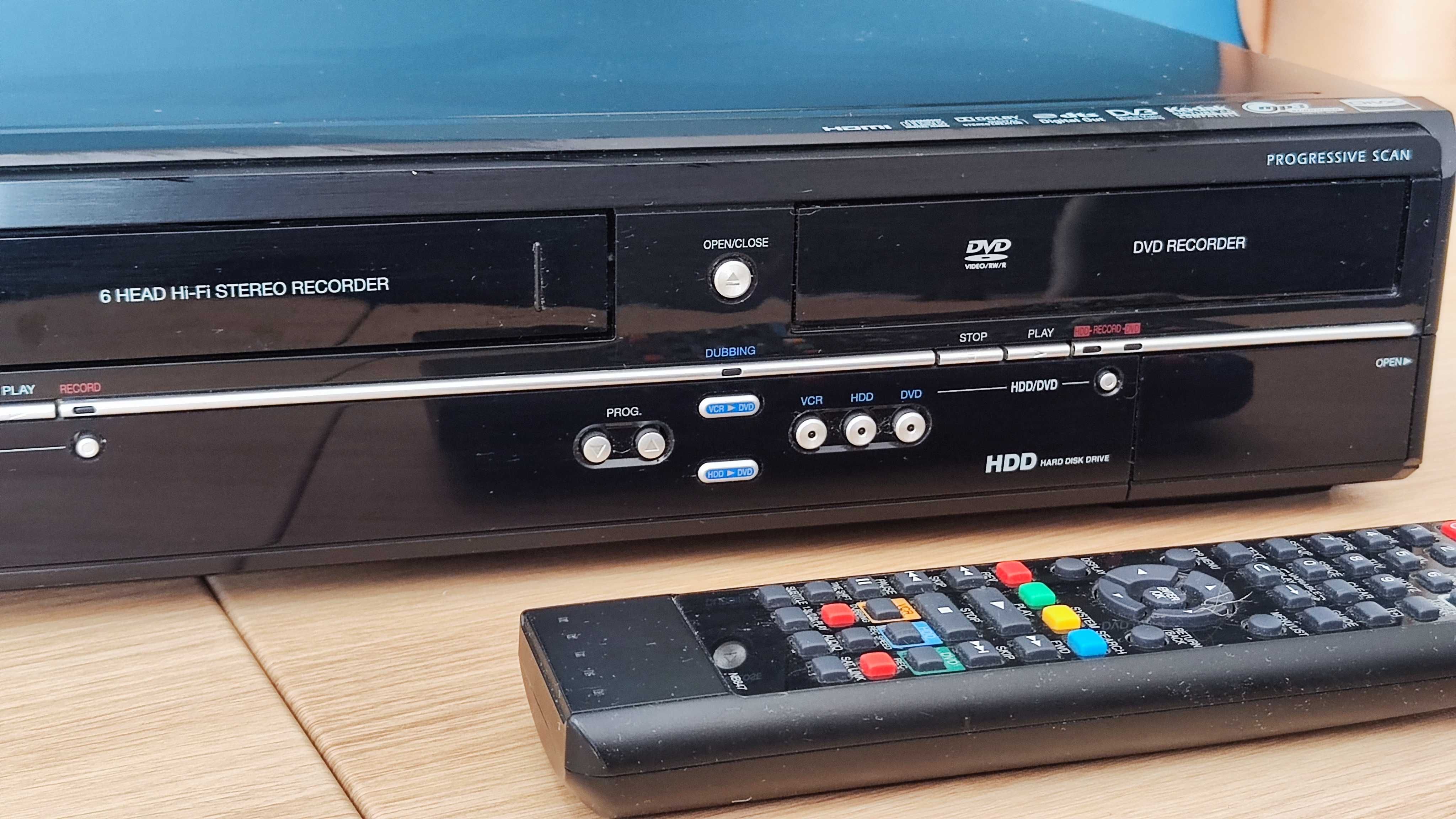Funai TD6D-D4413DB - DVD/HDD/VHS COMBO pilot, przegrywanie VHS na DVD