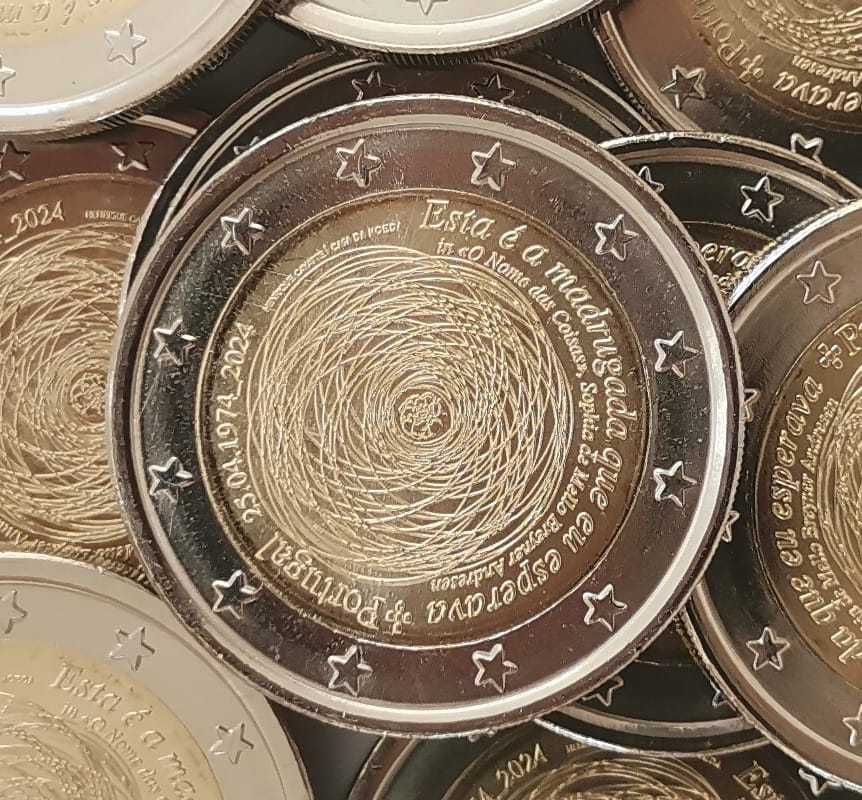 2 euros moeda comemorativa 50 anos do 25 de Abril - UNC - 2024