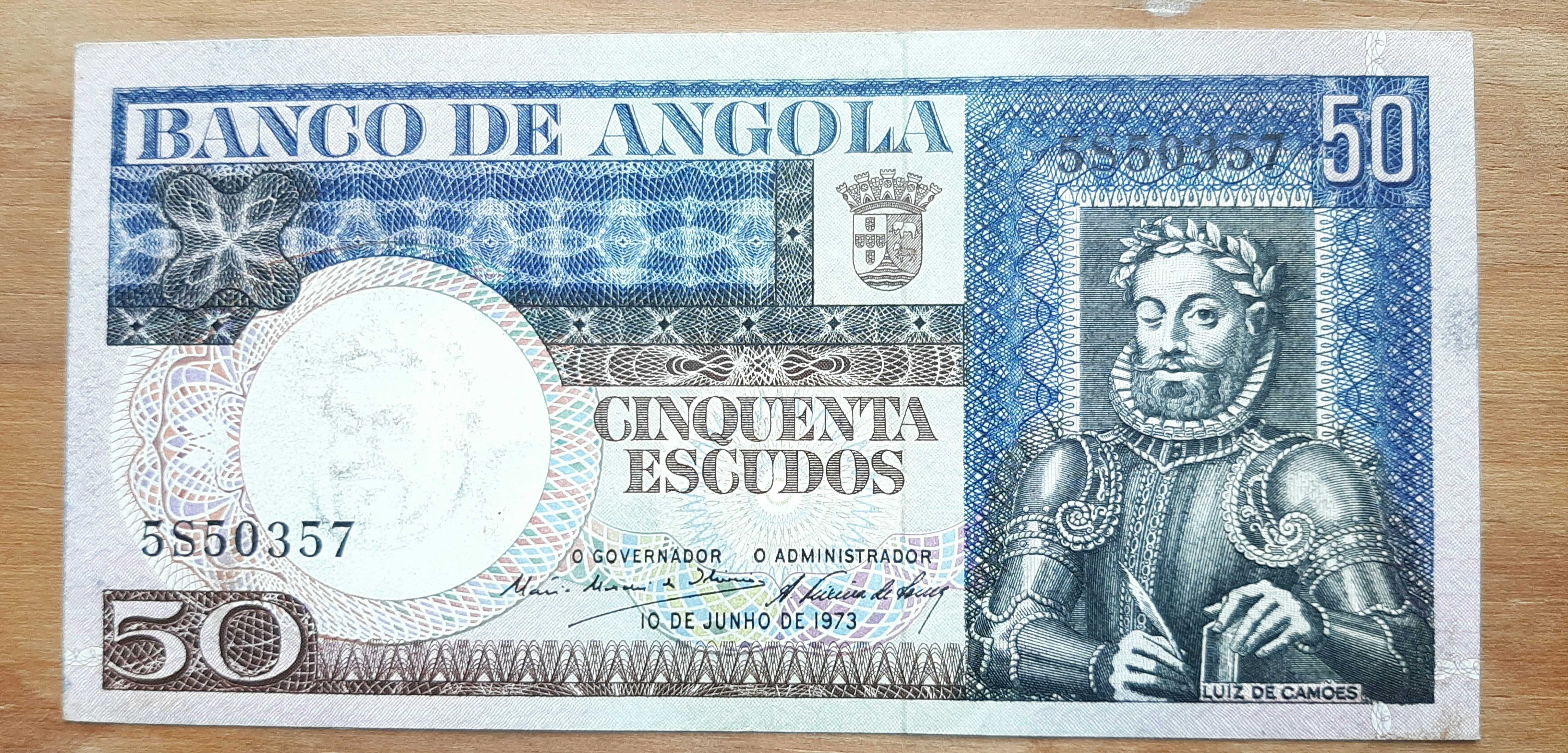 Lote completo de Angola de 1973 de Notas - 1000, 500, 100, 50 e 20