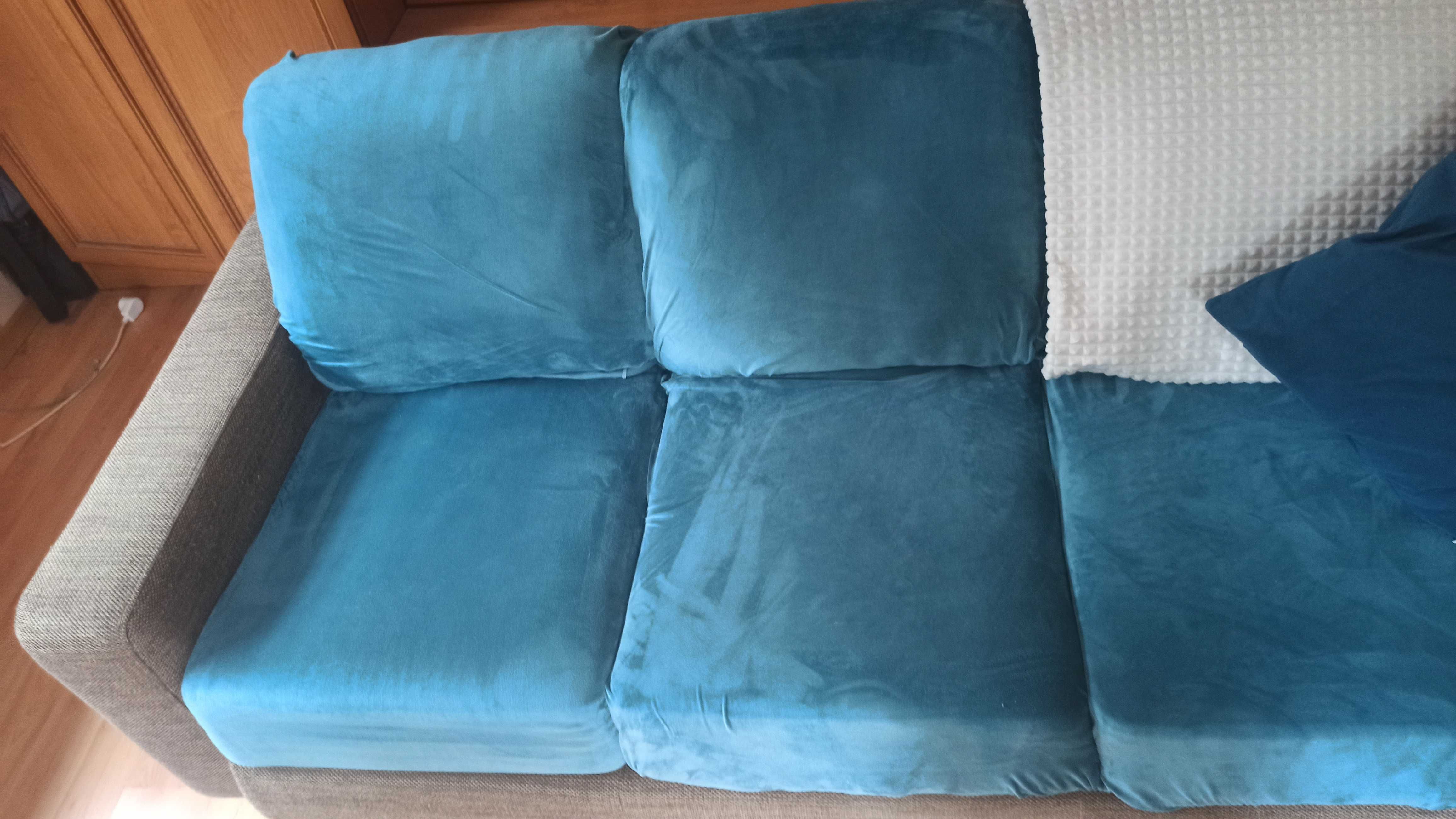Aksamitne turkusowe pokrowce na sofę żenarożnik REZERWACJA