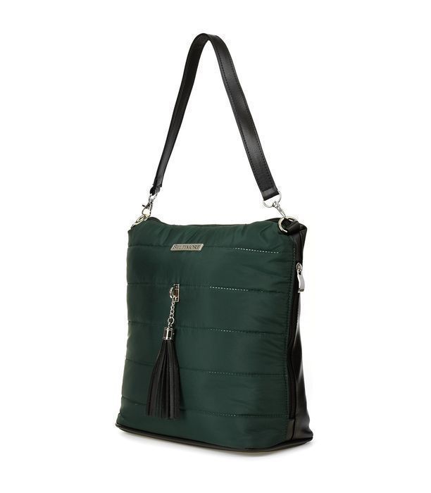 Ciemnozielona torebka pikowana torba damska pojemna shopperka duża A4