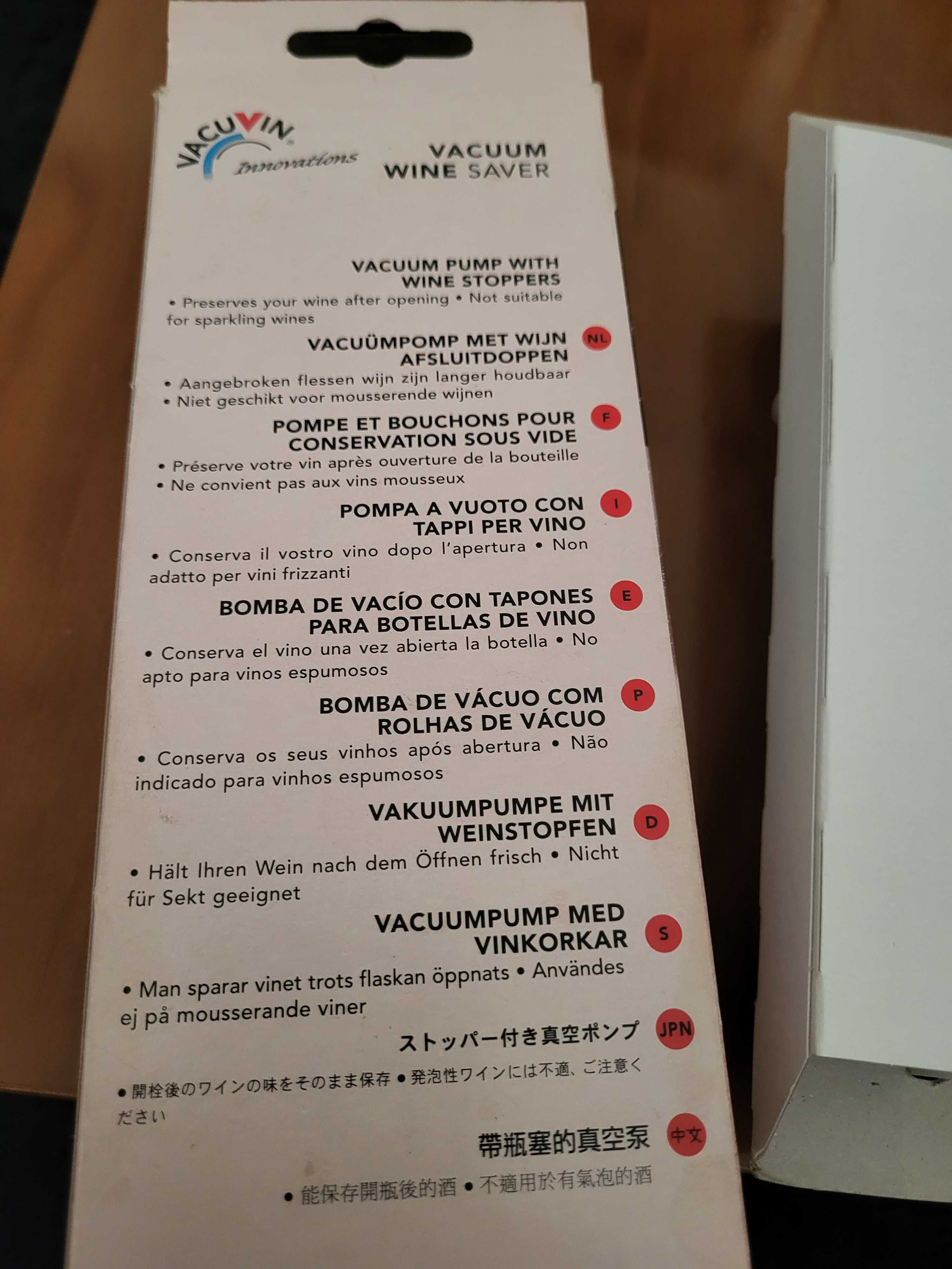 Bomba de vacuo de vinho com rolhas de vácuo