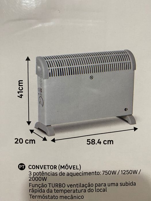 Aquecedor elétrico Equation 2000W — ótimo estado, novo