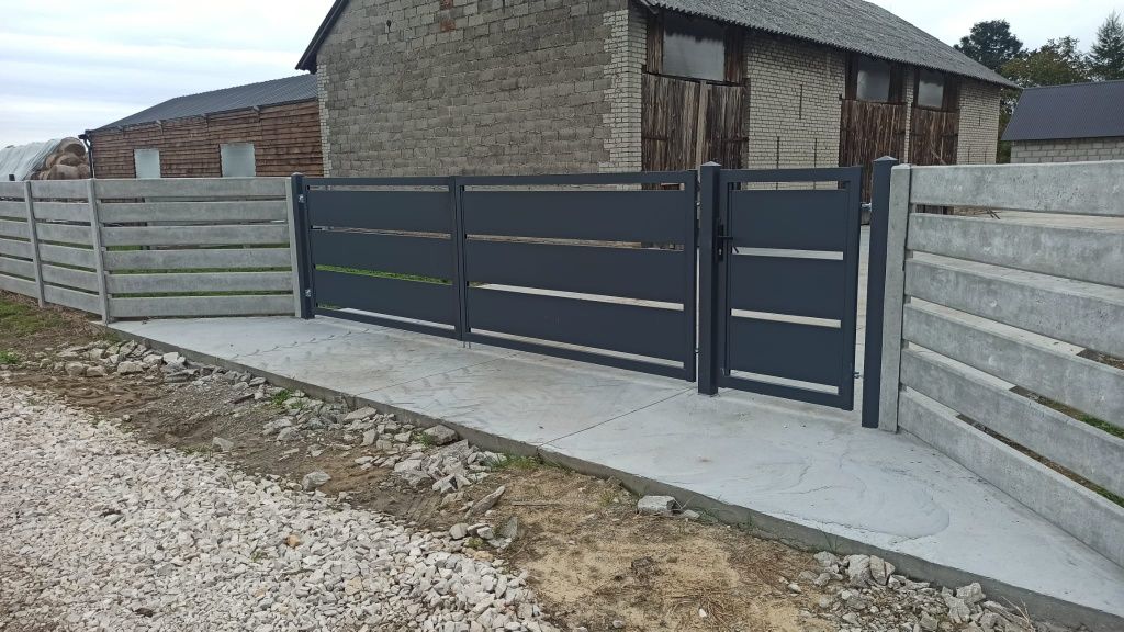Brama przesuwna 4x1,5m palisadowa ocynk+RAL 2d 3d