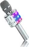 Mikrofon do karaoke Bluetooth echo LED głośnik iOS Android srebrny