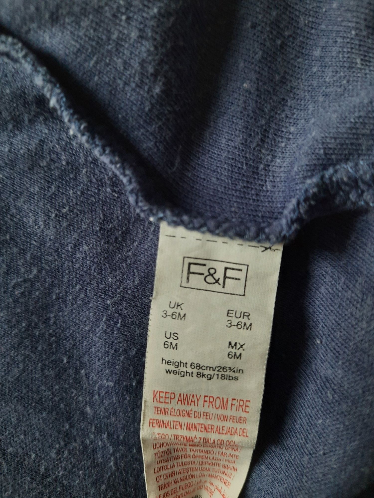 Pajac piżama do spania granatowy F&F 68 3-6 miesięcy