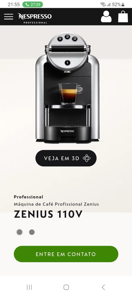 Maquina café cápsulas Nespresso Zenius 110v