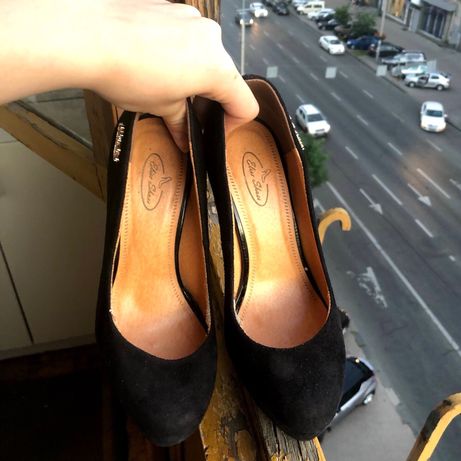 Черные замшевые туфли маленькие размер устойчивый каблук