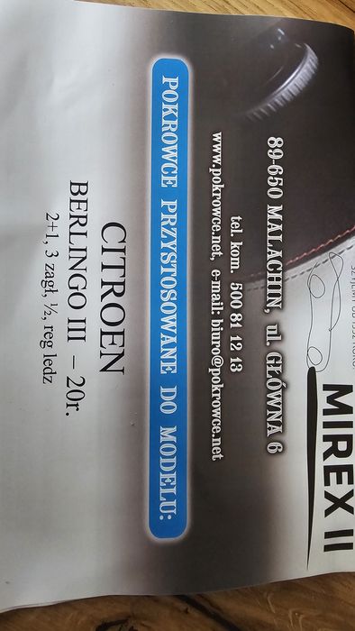 Pokrowce citroen berlingo ,doblo,2020r