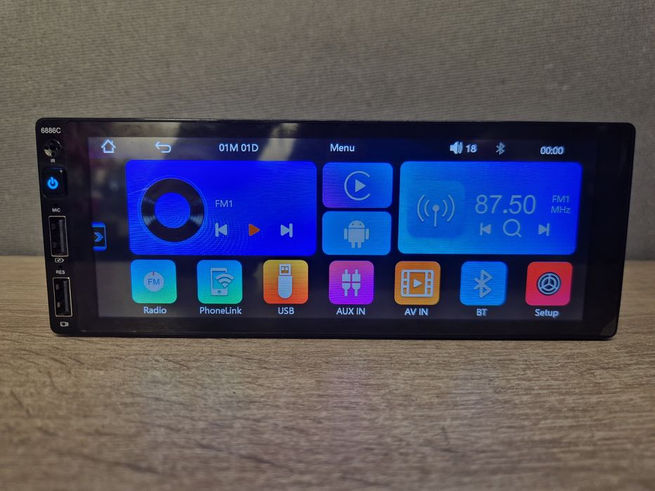 Radio Samochodowe duży ekran AndroidAuto USB, AUX, Bluetooth, kamera