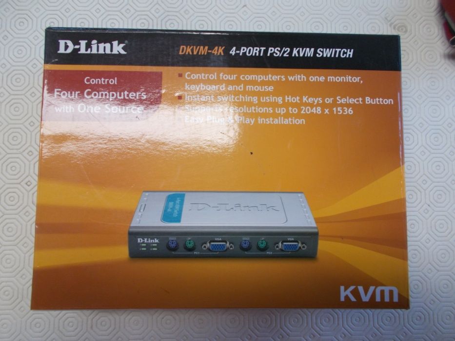 Controlador computadores DKVM - 4K 4 portas D-Link PS/2