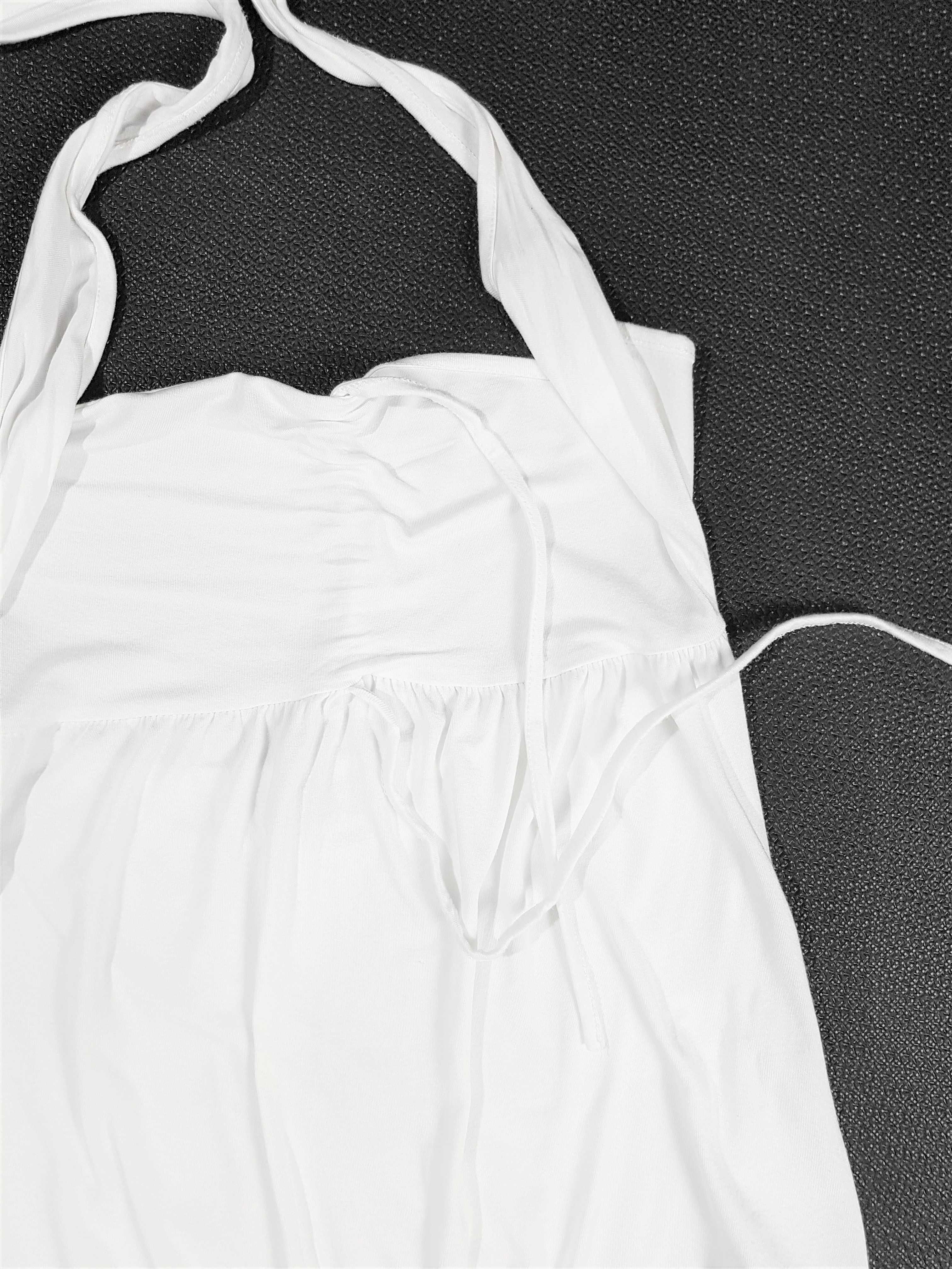 biała bluza z wiskozy wiązana oxyd 36 S 38 M odkryte ramiona