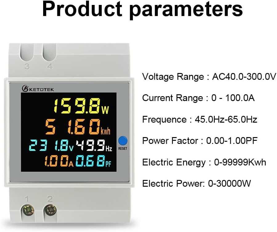 Licznik energii elektrycznej Monitor zużycia prądu 6w1 - KETOTEK