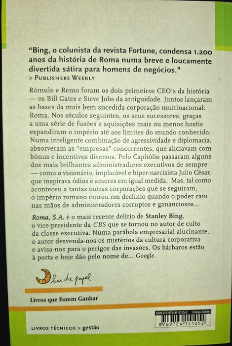 Roma, S.A. – Stanley Bing (humor e lições de liderança)