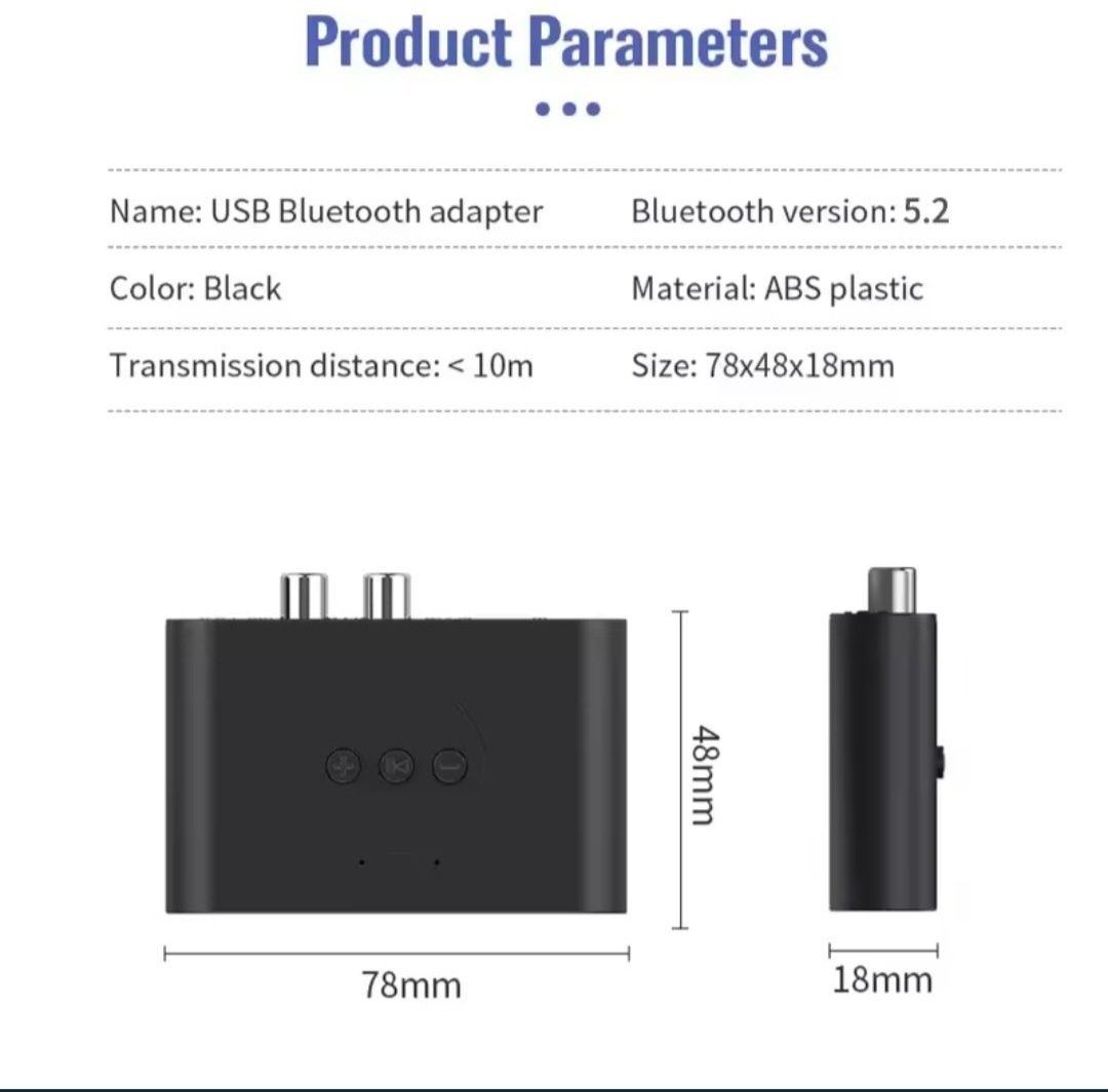 Odbiornik Audio Bluetooth 5.2, gratis kable