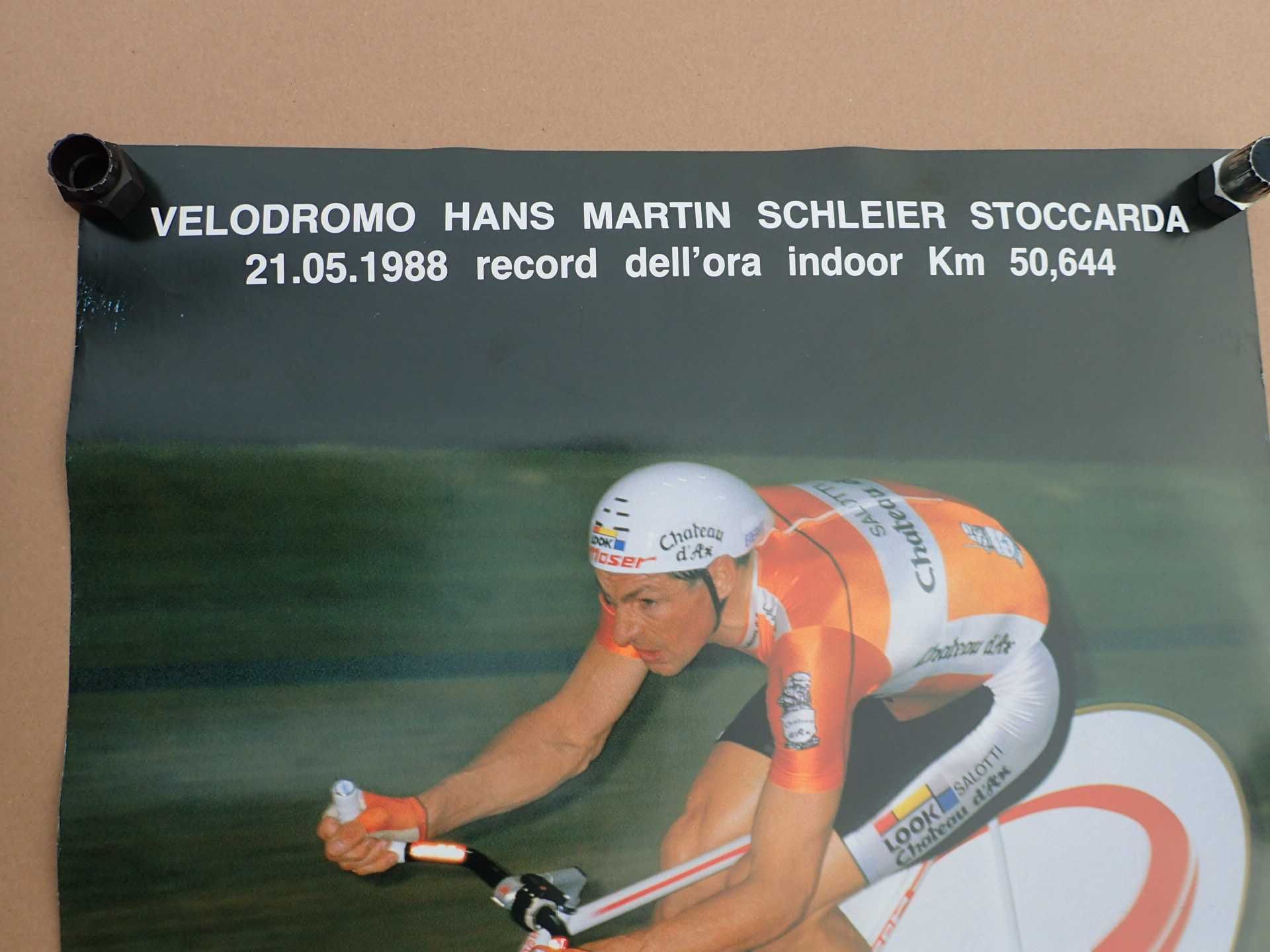 plakat kolarstwi Francesco Moser 1988 rok rower ambrosio pista tor