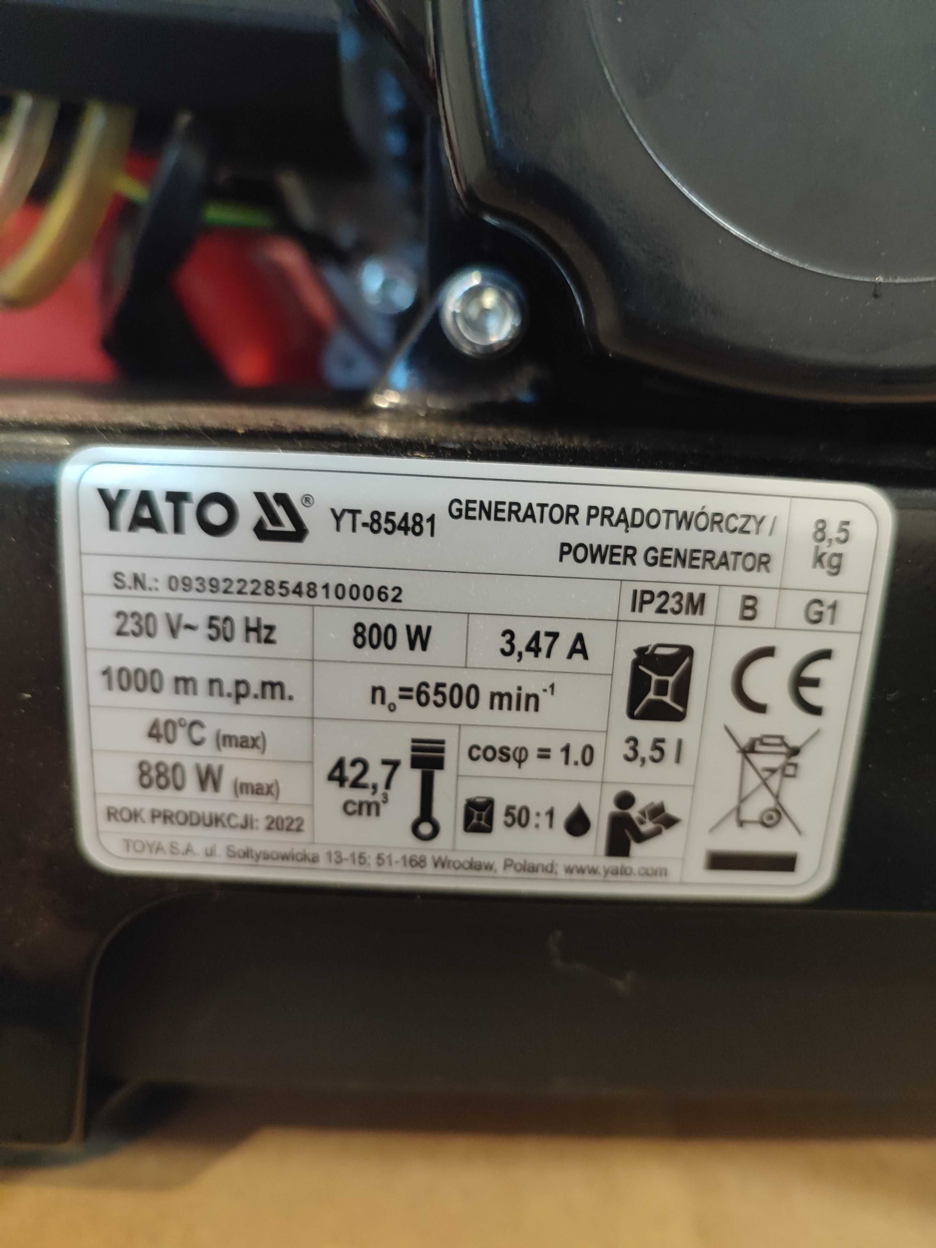Agregat prądotwórczy firmy Yato