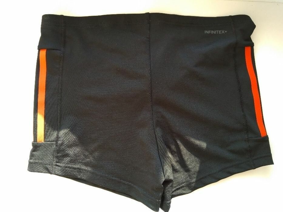 Плавки-боксеры Adidas INFINITEX+ (Черные с оранжевыми полосками)