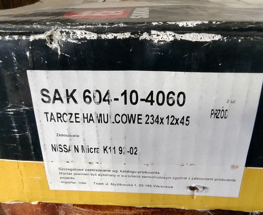 Tarcze hamulcowe przód Nissan Micra K11 – komplet 2 sztuki