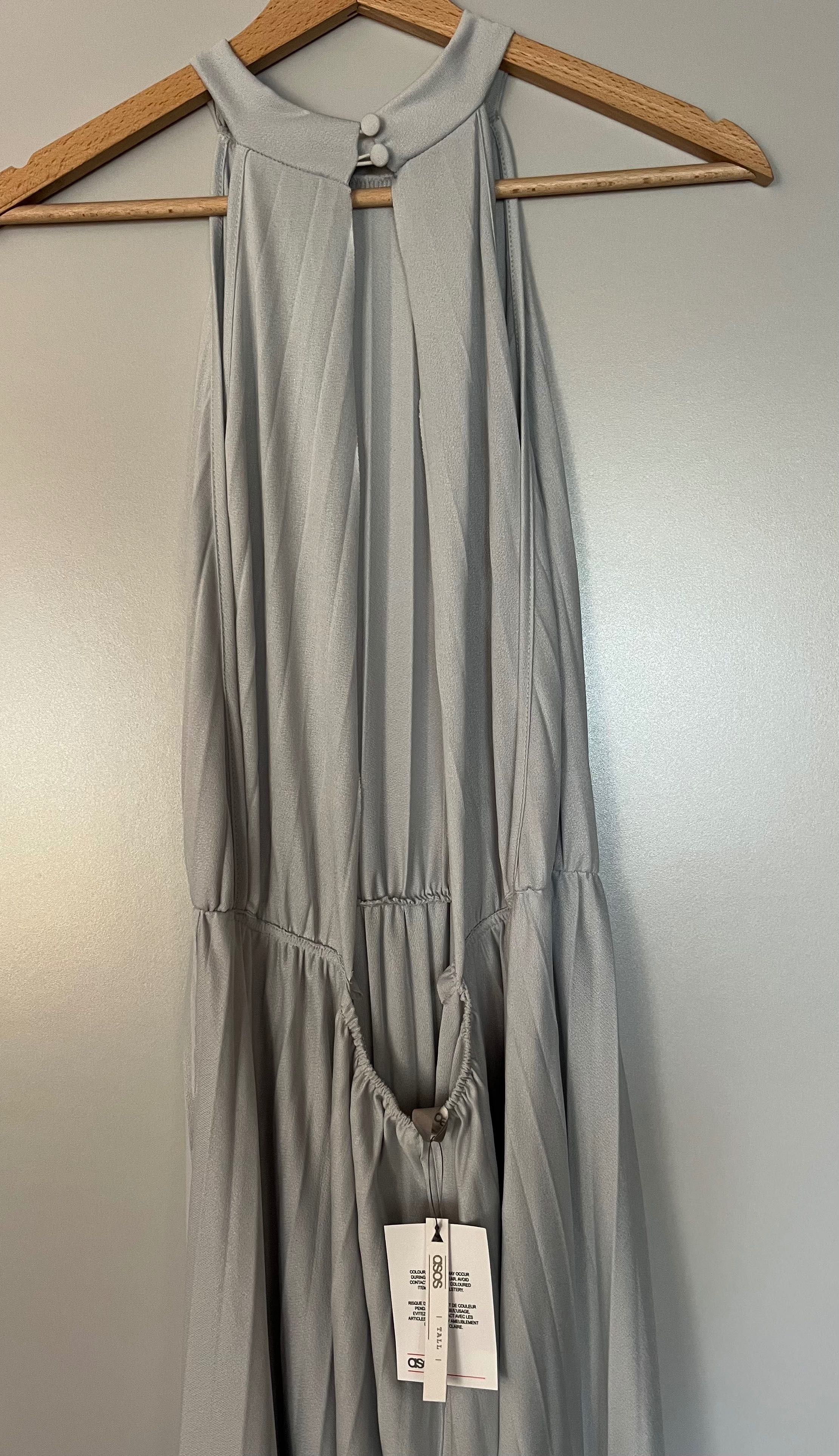Plisowana jasnoszara sukienka Asos Tall r. L/XL