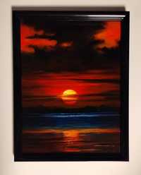 Zachód słońca, obraz olejny na płótnie.