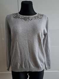 Mizano sweter bluzka koronka ozdoby wełna bawełna  L XL