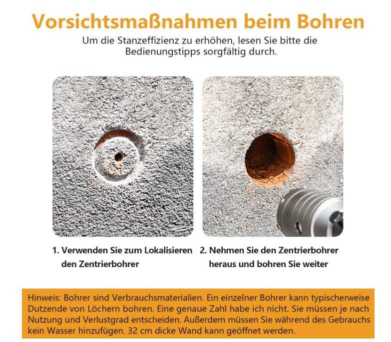 Zestaw 4 otwornic do betonu 30-68mm SDS Plus Awagas