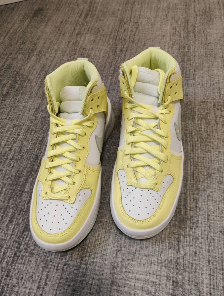 Оригінал Nike Dunk High Up Lemon Yellow жіночі високі кросівки Найк