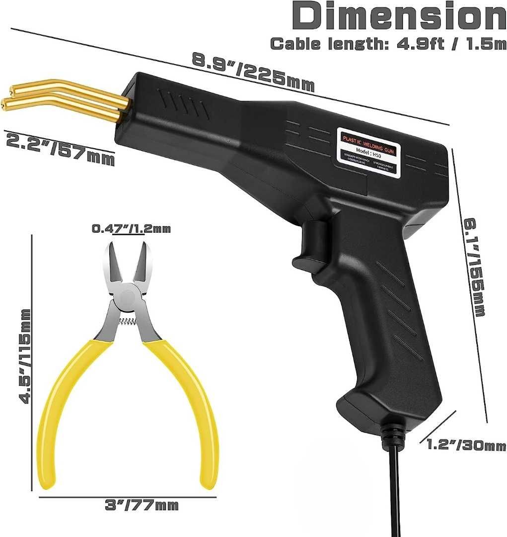 термостеплер, паяльник для пластику, 220в, h50 чорний/червоний