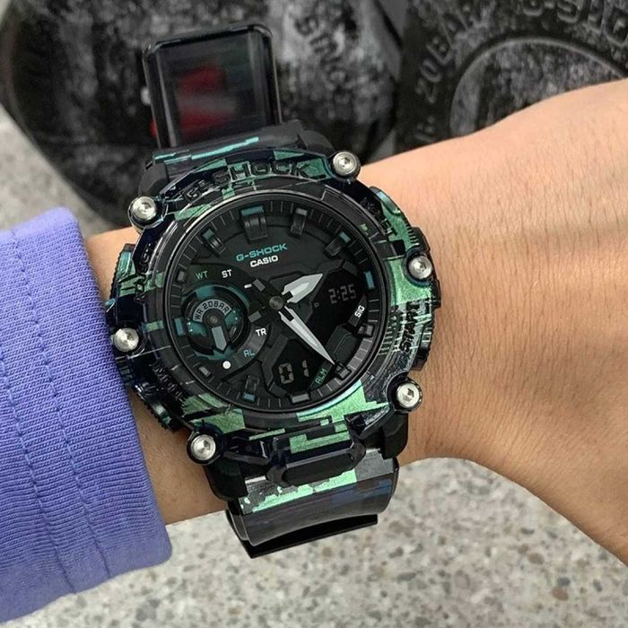 Nowy oryginalny zegarek Casio GA-2200NN-1AER G-Shock Cyber zielono-cza