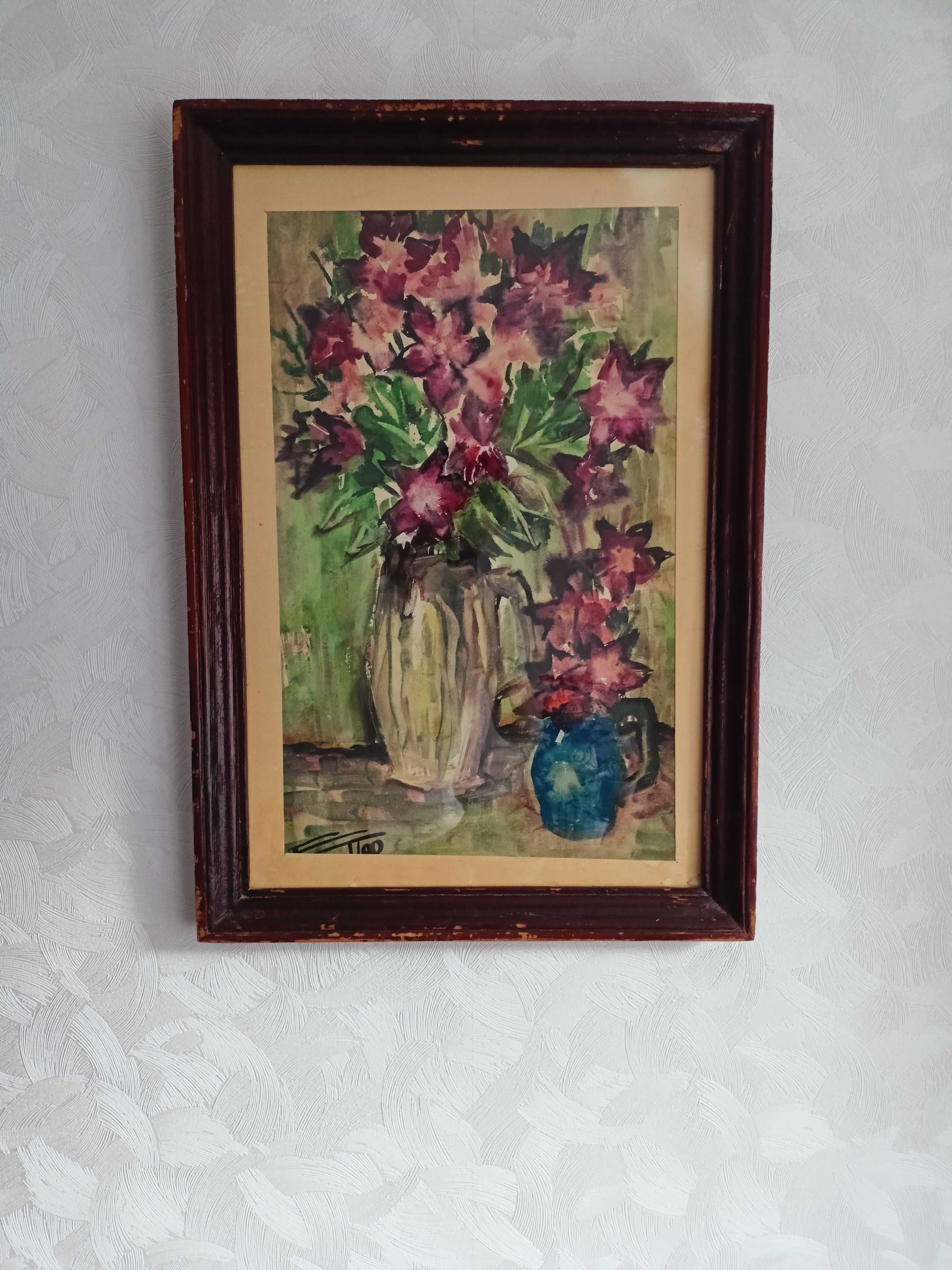 Картина, акварель, Цветы в вазе, Погорецкий Евгений Викторович, 1990 г