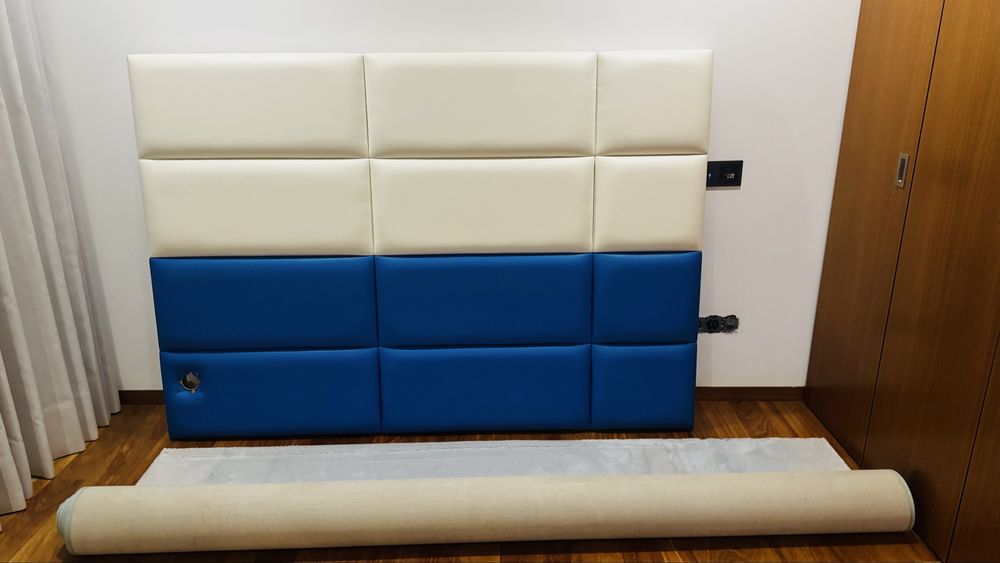 Cabeceiras de cama e cubos de arrumacao