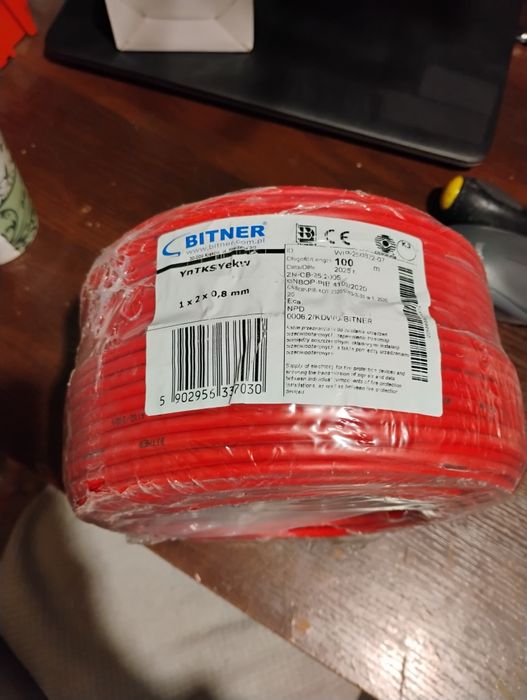 kabel przewód P.poż przeciwpożarowy bitner 1x2x0,8 mm YnTKSYekw 100mb