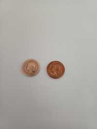 5 centavos 1925 2 moedas em COBRE da 1ª República Rara EM BELA E MBC+
