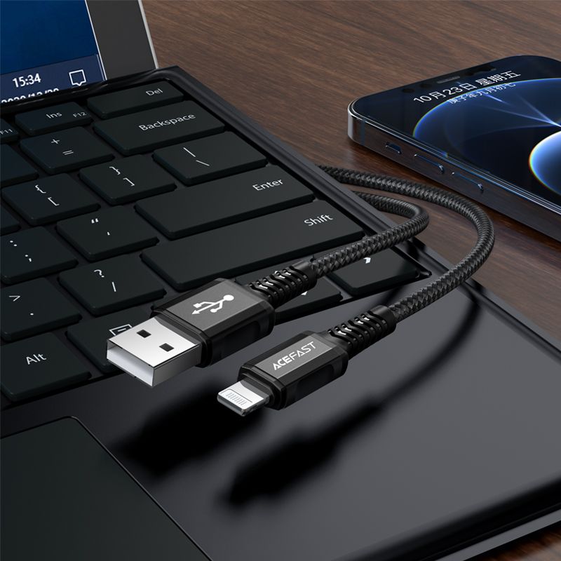 kabel przewód mfi do iphone usb - lightning 2.4a 1.2m czarny