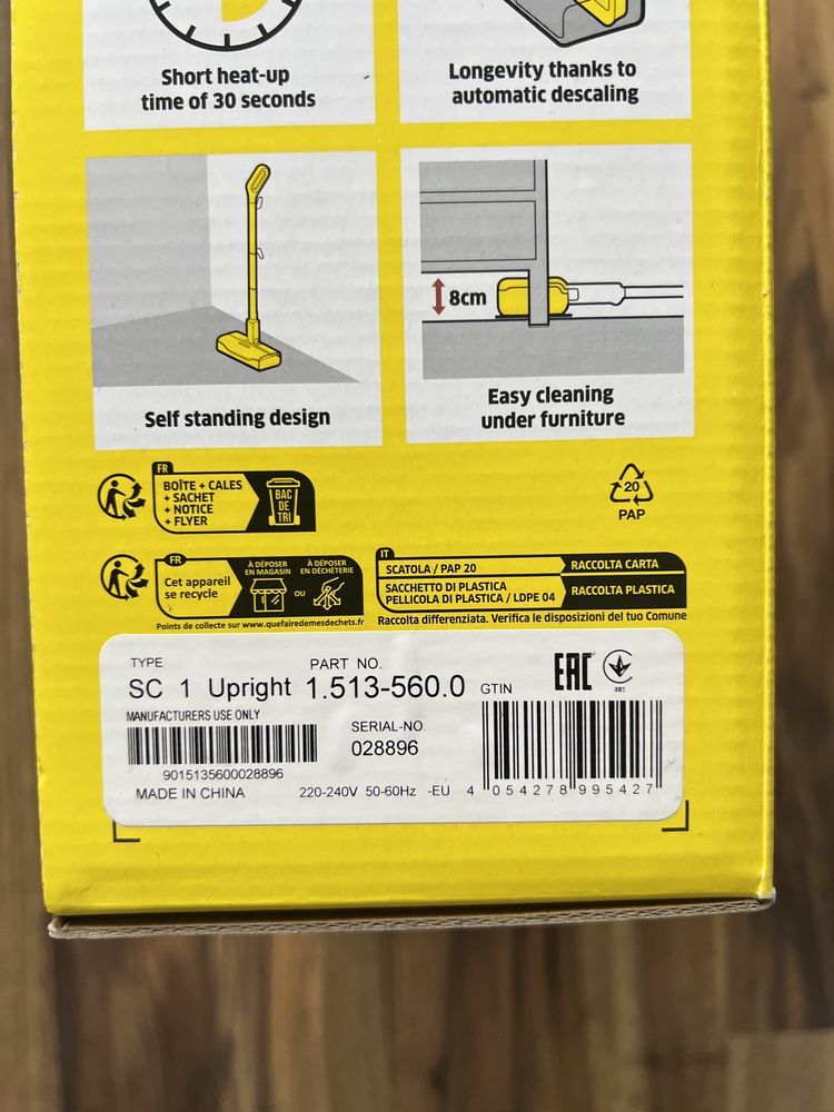 Mop Parowy Karcher + 2 pady z mikrofibry + filtr odkamieniający