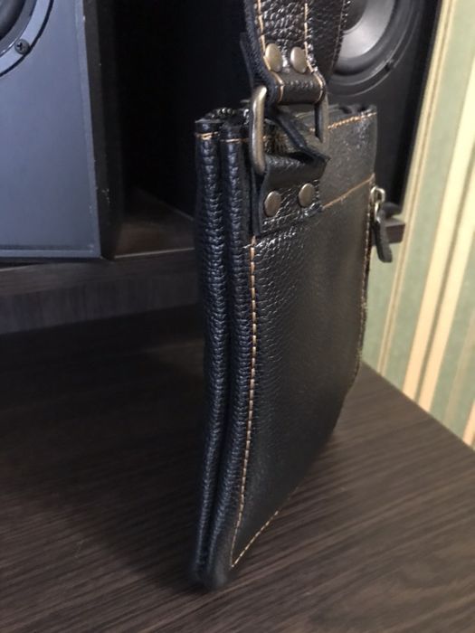 Мужская барсетка из натуральной телячьей кожи.Кожаная мужская сумка.