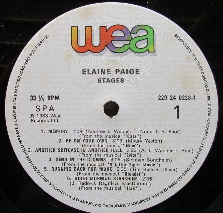 Elaine Paige - - - - - Stages - - - - - LP