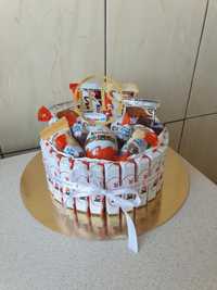 Słodki BOX kosz ze słodyczami Kinder prezent urodziny imieniny tort