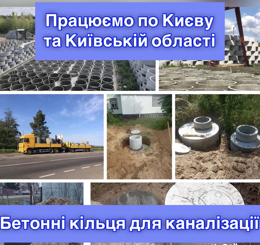 Каналізація під ключ. Септик під ключ. Вигрібна яма. Бетонні кільця