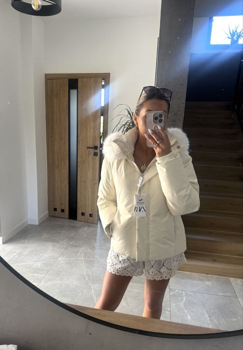 Zara kurtka puchowa zimowa S 36 futerko