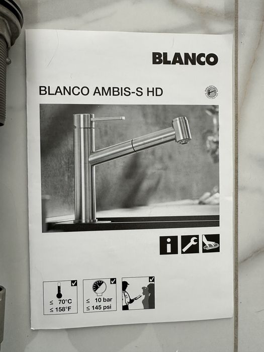 Bateria kuchenna BLANCO AMBOS-S z wyciągana wylewka. Stal szczotkowana